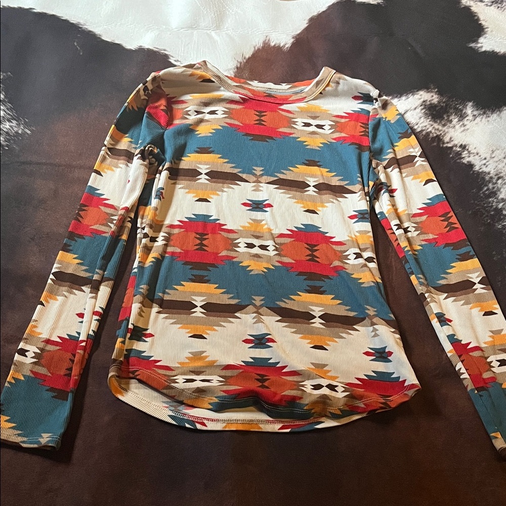 Colorful Geometric Long Sleeve Top